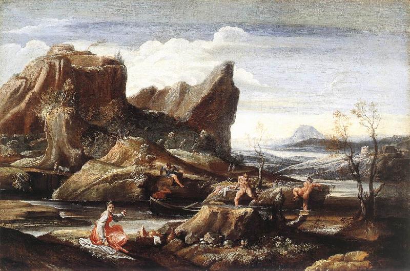 CARRACCI, Antonio Landscape with Bathers dfg Sweden oil painting art